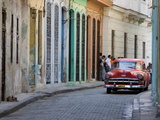 Colourful Street With Traditional Old American Car Parked  Old Havana  Cuba  West Indies  Caribbean