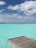 Wooden Jetty and Tropical Sea  View From Island  Maldives  Indian Ocean  Asia