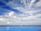 Young Man Meditating By Infinity Pool  Maldives  Indian Ocean  Asia