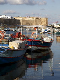 Fishing Boats  Old Port Canal With Kasbah Wall in Background  Bizerte  Tunisia