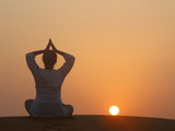 Sunset Meditation in the Desert  Abu Dhabi  United Arab Emirates  Middle East