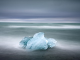 Piece of Glacial Ice Washed Ashore By the Incoming Tide Near Glacial Lagoon at Jokulsarlon  Iceland