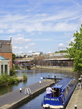 Canal Boat Negotiating a Lock  Camden Lock  London  England  United Kingdom  Europe