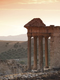 The Capitol at Sunset in the Roman Ruins  Dougga Archaeological Site  Tunisia