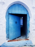 Blue Painted Doorway With Wooden Door  Chefchaouen  Morocco  North Africa  Africa