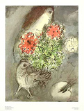 Frau  Blumen und Vogel