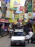 Motorbikes and Cars in Streets of Thamel  Kathmandu  Nepal  Asia