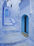 Blue Painted Doorways and Steps  Chefchaouen  Morocco  North Africa  Africa