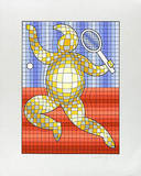 Tennis Rot/Blau auf Silber