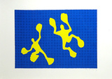 Flossi gelb auf Blau