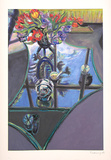 Glastisch mit Blumen II