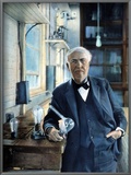 Thomas Edison (1847-1931) Photographed With His 'Edison Effect' Lamps in 1915