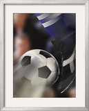 Close-up of a Soccer Player Kicking a Soccer Ball