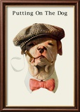 Dog in Hat and Bow Tie Smoking a Cigar