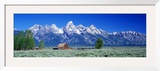 Barn on Plain Before Mountains  Grand Teton National Park  Wyoming  USA