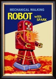 Mechanical Walking Red Robot with Spark