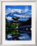 Pagoda Reflected in Black Dragon Pool in Front of Jade Dragon Snow Mountain  Lijiang  China
