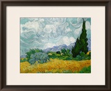 Wheatfield with Cypresses  c1889