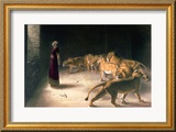Daniel in the Lions Den  Mezzotint by J B Pratt  with Hand Colouring