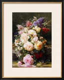 Still Life with Roses  Syringas and a Blue Tit on a Mossy Bank