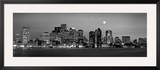 Black and White Skyline at Night  Boston  Massachusetts  USA