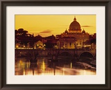 St Peter's Basilica and Ponte Saint Angelo  Rome  Italy