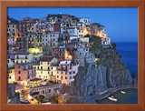 Dusk Falls on a Hillside Town Overlooking the Mediterranean Sea  Manarola  Cinque Terre  Italy