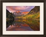 Maroon Bells Reflected on Maroon Lake at Sunrise  White River National Forest  Colorado  USA