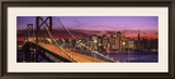 Bay Bridge Illuminated at Night  San Francisco  California  USA