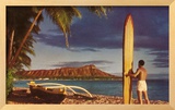 Surfer with Diamond Head
