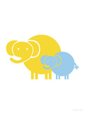 Blue Yellow Baby Elephant