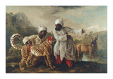 Cheetah and Stag With Two Indians