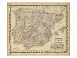 Johnson's Map of Spain & Portugal