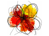 Red Abstract Brush Splash Flower II