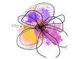 Rose Yellow Abstract Brush Splash Flower I
