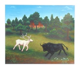 Untitled (White Deer and Bull)