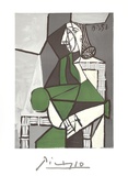 Portrait de Femme Assise  Robe Verte