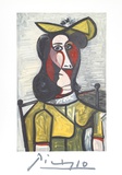 Portrait de Femme Au Chapeau et A La Robe Vert Jaune