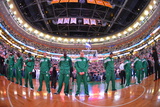 Boston  MA - June 3: The Boston Celtics line up in Game Four of the Eastern Conference Finals