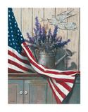 Flag & Purple Flowers