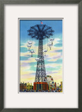 Coney Island  New York - Steeplechase Park Parachute Jump Daytime Scene