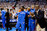Oklahoma City  OK - June 6: Royal Ivey  Lazar Hayward  Cole Aldrich and Reggie Jackson