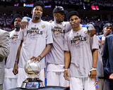 Oklahoma City  OK - June 6: Kevin Durant  Serge Ibaka and Russell Westbrook