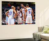 Oklahoma City  OK - June 6: Derek Fisher  Nick Collison  James Harden  Kevin Durant and Russell Wes