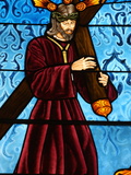 Stained Glass of Jesus Carrying His Cross  San Jeronimo's Church  Madrid  Spain  Europe