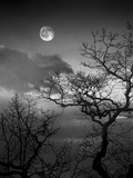 A Nearly Full Moon Sets over the Blue Ridge Mountains at Dawn
