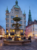 Nikolaj Church and Restaurants at Dusk  Armagertorv  Copenhagen  Denmark  Scandinavia  Europe