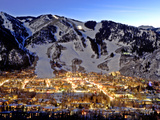 The Mountain Town of Aspen  Colorado  at Dusk in the Winter