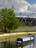 Hackney Wick  River Lee Navigation and London 2012 Olympic Stadium  London  England  United Kingdom
