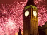New Year Fireworks and Big Ben  Houses of Parliament  Westminster  London  England  United Kingdom 